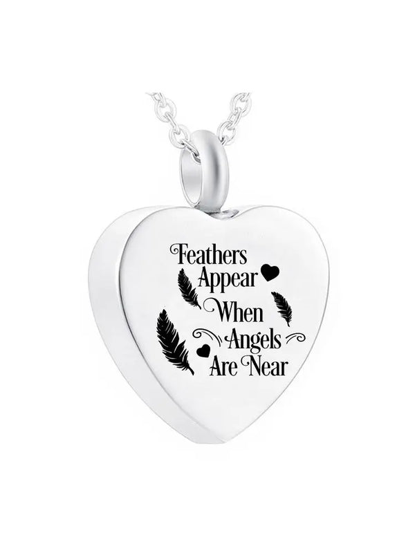 Stainless Steel Feather Ashes Pendant Necklace for Pet Ashes