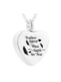 Stainless Steel Feather Ashes Pendant Necklace for Pet Ashes