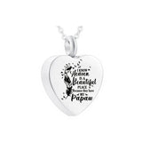 Heart-Shaped Feather Cremation Jewelry Stainless Steel Urn - Heaven Place Papaw
