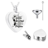 Heart-Shaped Feather Cremation Jewelry Stainless Steel Urn - Heaven Place Papaw