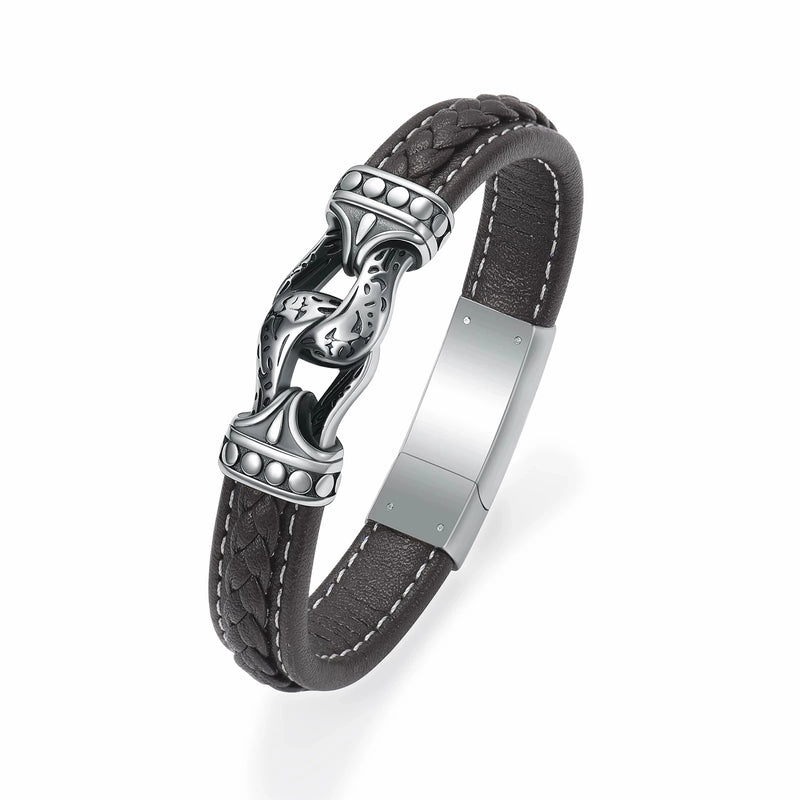 Braided Leather Cremation Jewelry Urn Bangle for Ashes