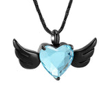 Angel Wings Heart Urn Necklace for Ashes Keepsake Memorial Ash Jewelry