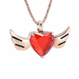Angel Wings Heart Urn Necklace for Ashes Keepsake Memorial Ash Jewelry