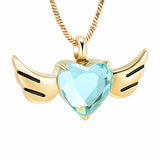 Angel Wings Heart Urn Necklace for Ashes Keepsake Memorial Ash Jewelry