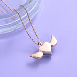 Angel Wings Heart Urn Necklace for Ashes Keepsake Memorial Ash Jewelry
