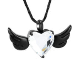 Angel Wings Heart Urn Necklace for Ashes Keepsake Memorial Ash Jewelry