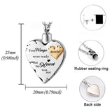 Brother Wings Ready Heart Urn Necklace Cremation Jewelry