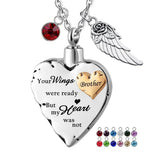 Brother Wings Ready Heart Urn Necklace Cremation Jewelry