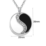 Yin Yang Round Pendant Cremation Jewelry Stainless Necklace Men Women Mom