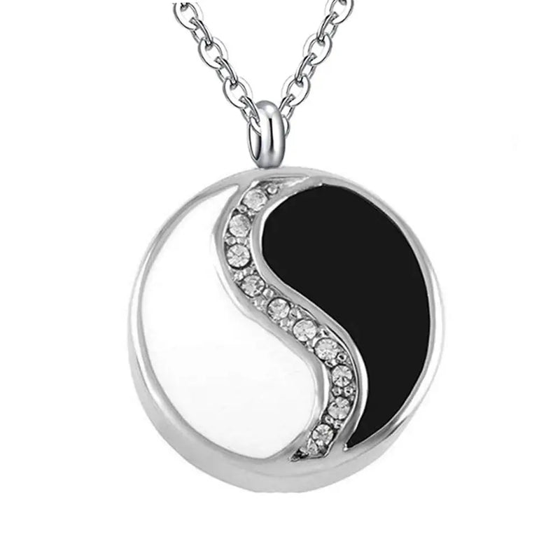 Yin Yang Round Pendant Cremation Jewelry Stainless Necklace Men Women Mom