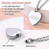 Memorial Pendant Necklace for Ashes - Always in My Heart Urn Pendant