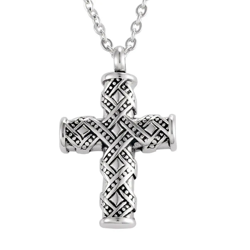 Cross Urn Necklace Pendant Cremation Jewelry Stainless Steel Keepsake