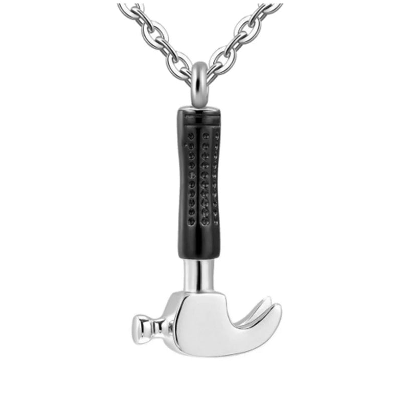 Stainless Steel Hammer Cremation Pendant Locket Keepsake Urn Ashes Memorial