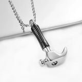 Stainless Steel Hammer Cremation Pendant Locket Keepsake Urn Ashes Memorial