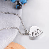 Pet Paw Print Memorial Jewelry Dog Cat Urn Pendant Necklace
