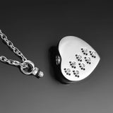Pet Paw Print Memorial Jewelry Dog Cat Urn Pendant Necklace
