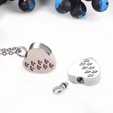 Pet Paw Print Memorial Jewelry Dog Cat Urn Pendant Necklace