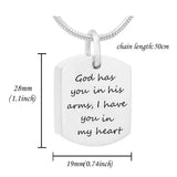 Memorial Urn Pendant Necklace God Has You in His Arms I Have You in my Heart