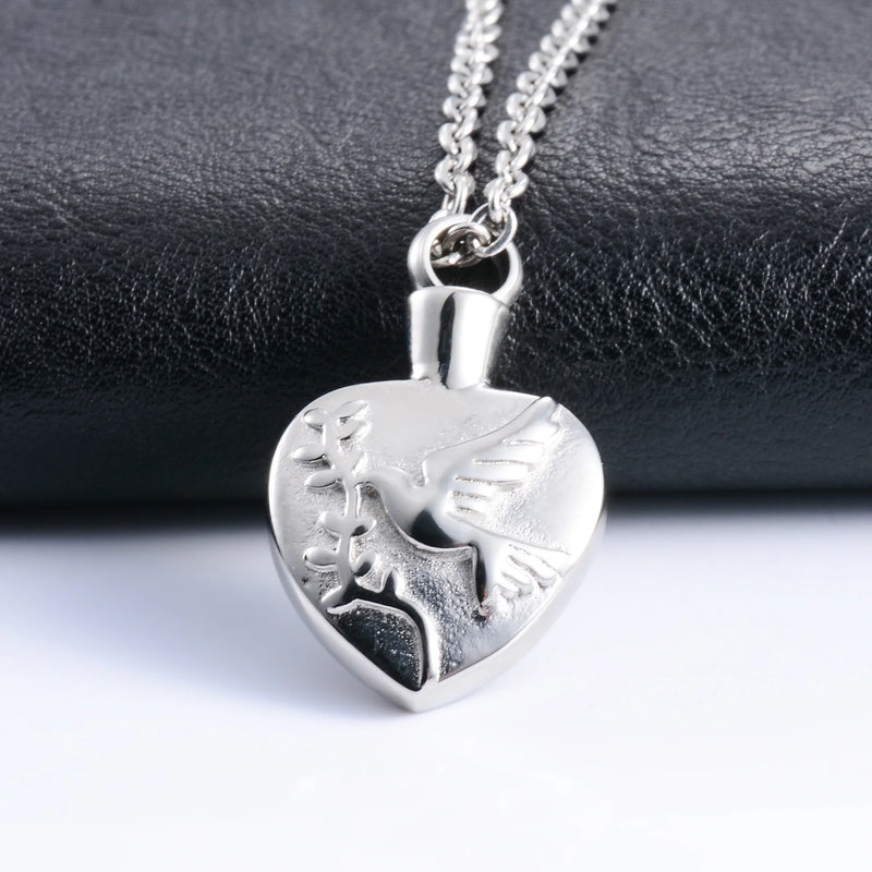 Heart Pendant Stainless Steel Urn Necklace for Ashes