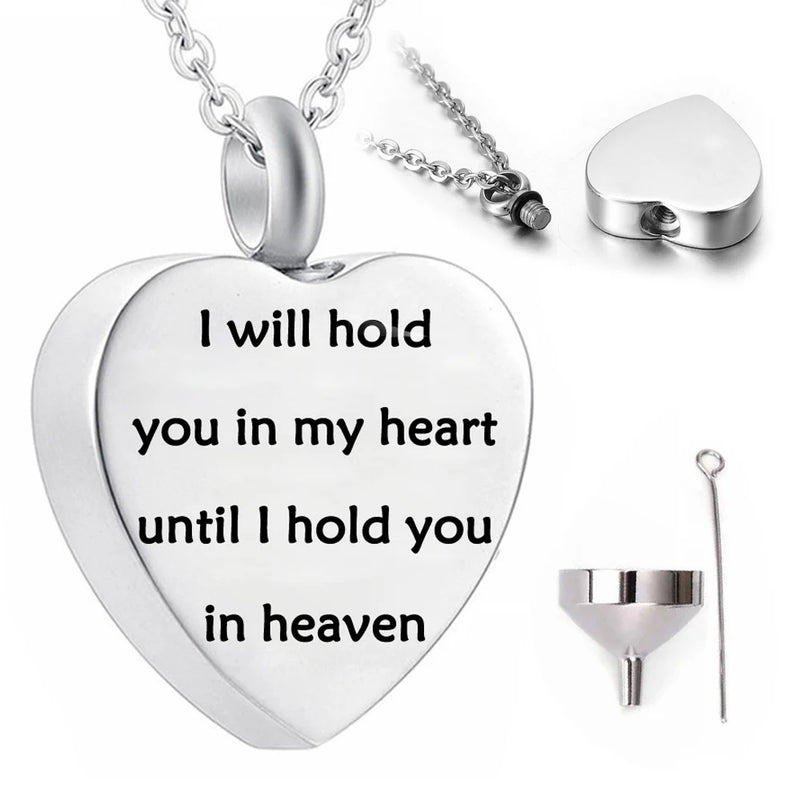 Heart Cremation Urn Necklace for Ashes - Engraved Memorial Jewelry