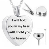 Heart Cremation Urn Necklace for Ashes - Engraved Memorial Jewelry