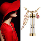 Hourglass Memory Necklace with Angel Wing & Birthstones