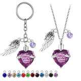 Angel Wings Birthstone Key Ring Cremation Jewelry for Ashes