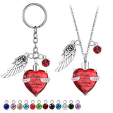 Angel Wings Birthstone Key Ring Cremation Jewelry for Ashes