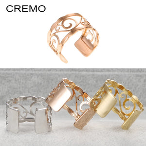 Cremo DIY Adjustable Argent Rings Women Stainless Steel Engagement Leather Bague