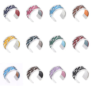 Cremo Leaf Interchangeable Leather Ring Stainless Steel Bague