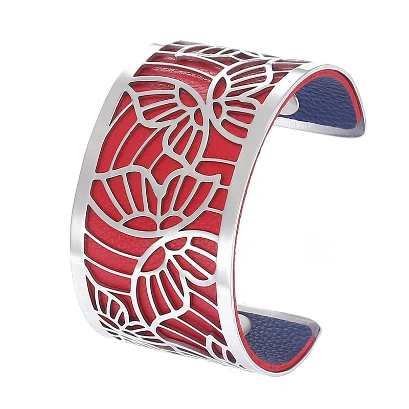 Cremo Stainless Steel Butterfly Cuff Bangle Bracelet Interchangeable Leather Arm
