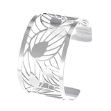 Cremo Wide Leaf Cuff Bracelet PVC Belt Lady PU Belt Stainless Steel Bracelet
