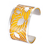 Cremo Wide Leaf Cuff Bracelet PVC Belt Lady PU Belt Stainless Steel Bracelet