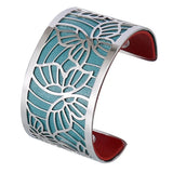Cremo Butterfly Stainless Steel Cuff Leather Bracelet Women DIY Wide Bangle