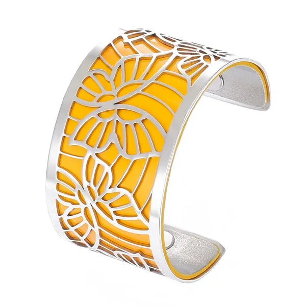 Cremo Butterfly Stainless Steel Cuff Leather Bracelet Women DIY Wide Bangle