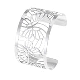 Cremo Butterfly Stainless Steel Cuff Leather Bracelet Women DIY Wide Bangle