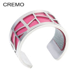 Cremo Stainless Steel Open Rings For Women with Leather Agents