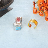 Cremo Ring Flower Women Accessories Colorful Resizable Leather Bague Femme