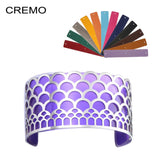 Cremo Stainless Steel Cuff Interchangeable Leather Wrap Bracelet