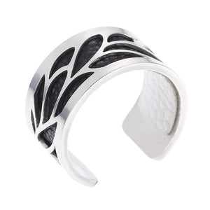 Cremo Stainless Steel Open Rings Bague Interchangeable Leather Ring