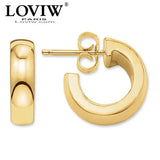 Golden Creole Hinged Hoop Earrings Geometric Gift For Women