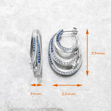 Creole Hoop Earrings Wave with Stones 925 Sterling Silver