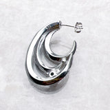 Creole Hoop Earrings Wave with Stones 925 Sterling Silver