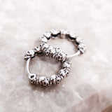 Creole Skulls Hinged Hoop Earrings 925 Silver Europe Style Punk Jewelry