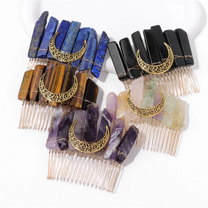 Crescent Moon Hair Combs Natural Stone Hairpin Barrette Bridal Headwear