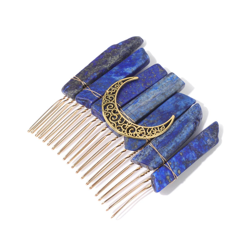Crescent Moon Hair Combs Natural Stone Hairpin Barrette Bridal Headwear