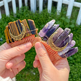 Crescent Moon Hair Combs Natural Stone Hairpin Barrette Bridal Headwear