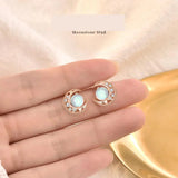 Moonston 925 Silver Earrings Zircon Earings Jewelry