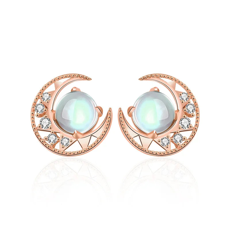 Moonston 925 Silver Earrings Zircon Earings Jewelry