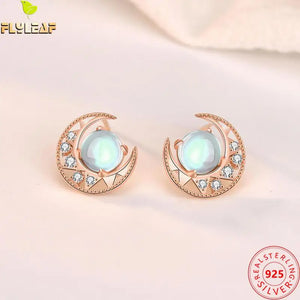 Moonston 925 Silver Earrings Zircon Earings Jewelry